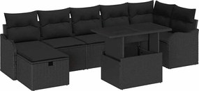 vidaXL Set de canapele pentru grădină cu pernă 8 pcs Negru Rattan poli