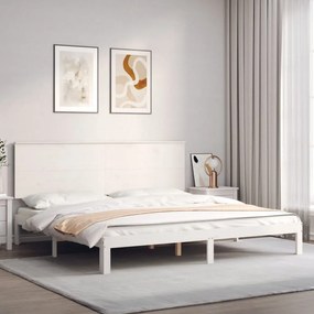 3193677 vidaXL Cadru de pat cu tăblie Super King Size, alb, lemn masiv