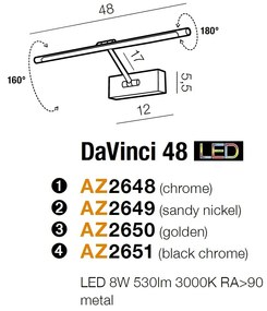 Aplica de perete LED pentru tablou cu brat directionabil DaVinci 48 crom