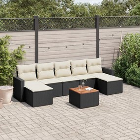 3224250 vidaXL Set mobilier de grădină cu perne, 8 piese, negru, poliratan