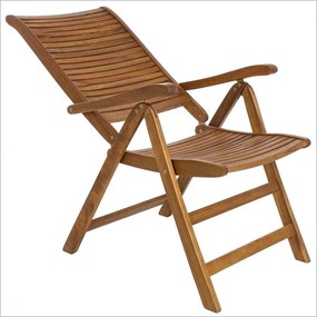 Scaun de gradina cu spatar reglabil, lemn de acacia, maro, 57,5x70x111 cm, Noemi Yes