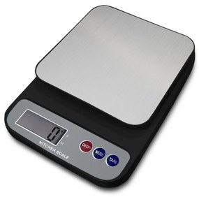 Cantar digital de bucatarie Rosberg R51651P, Pana la 5 kg, 2x baterii AAA, Afisaj LED, Negru/Argintiu