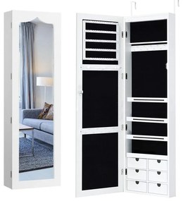 Suport bijuterii de perete cu oglinda si iluminare