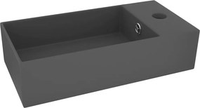 vidaXL Chiuvetă de baie cu preaplin, gri închis, ceramică