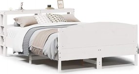 vidaXL Cadru de pat fără saltea, alb, 150x200 cm, lemn masiv pin