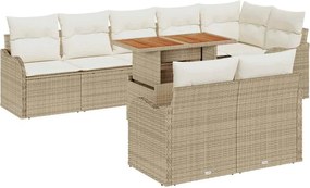 vidaXL Set de canapele pentru grădină 9 pcs Bej Rattan poli