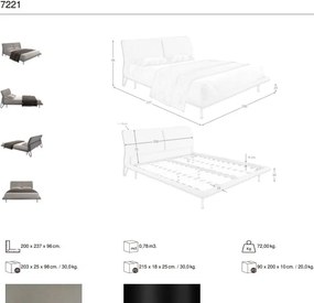 Pat dublu tapitat design LUX Dark grey 180x200cm