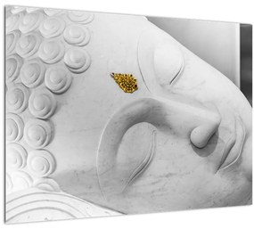Tablou pe sticlă - Buddha alb (70x50 cm)