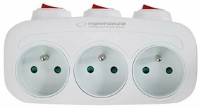 Adaptor triplu stecher Esperanza ELK307W switch ON/OFF forma dreptunghi Alb