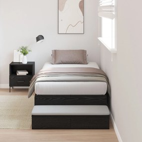 vidaXL Cadru de pat cu depozitare Negru Stejar 75x190 cm
