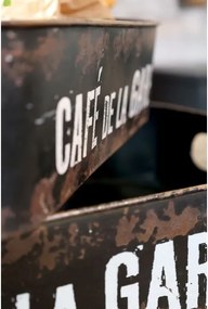 Set 2 tavi din metal cu patina vintage, "Cafe de la Gare"