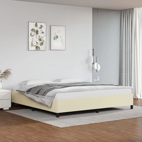 347271 vidaXL Cadru de pat, crem, 200x200 cm, piele ecologică
