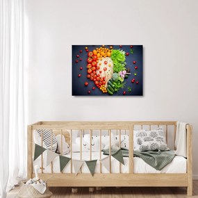 Tablou pe sticlă - Masa plină cu legume (70x50 cm)
