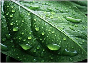 Tablou - Detaliu de frunze după ploaie (70x50 cm)
