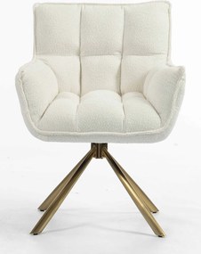 HR560 BAZĂ STEA Scaun Crem din Boucle cu Bază Aurie