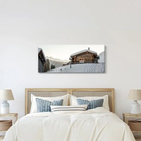Tablou - cabana montană în zăpadă (120x50 cm)