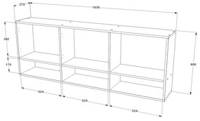 Dulap haaus Malmo, 3 Usi, Stejar Alb/Antracit, 164 x 27 x 60 cm