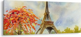 Tablou pictat cu turnul Eiffel (120x50 cm)