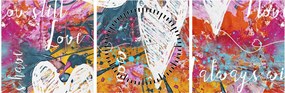 Tablou - Inima pe un fundal abstract (cu ceas) (90x30 cm)
