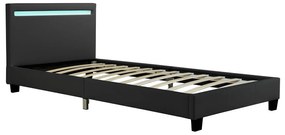 Čalúnená posteľ Verona 90 x 200 cm s LED osvetlením v čiernej farbe