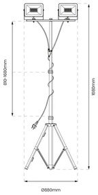 Proiector LED cu suport 2xLED/50W/230V 4000K IP44