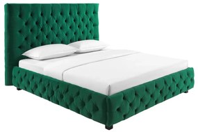 Pat elegant tapitat cu catifea verde inchis, PARIS CHESTERFIELD 180x200cm