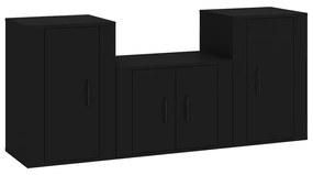 3188495 vidaXL Set dulapuri TV, 3 piese, negru, lemn prelucrat