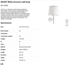 Aplica de perete moderna design elegant SAVOY alba