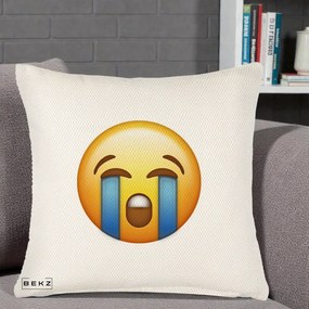 Perna Decorativa Emoji Plange, 40x40 cm, Crem Reliefat, Husa Detasabila, Perna Inclusa, BEKZ®