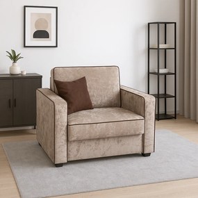 Fotoliu SAMY NEXT extensibil, cu lada de depozitare, stofa plusata bej , cadru metalic ,103x100x92 Catifea plusata, Bej