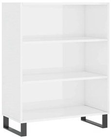 vidaXL Dulap cu rafturi alb extralucios 69,5x32,5x90 cm lemn compozit