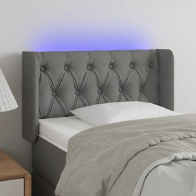 3123547 vidaXL Tăblie de pat cu LED, gri închis, 83x16x78/88 cm, textil