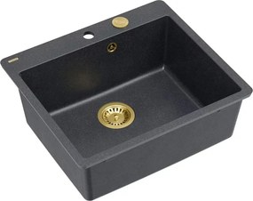 Chiuveta compozit Quadron Unique Morgan 110 negru diamant - auriu 57x50 cm