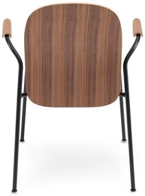 Scaune de dining maro coniac/în culoare naturală cu cotiere/stivuibile 2 buc. cu aspect de lemn de nuc Book – Gazzda