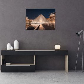 Tablou pe sticlă - Louvre noaptea (70x50 cm)