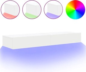 vidaXL Dulapuri TV cu lumini LED, 2 buc., alb, 60x35x15,5 cm