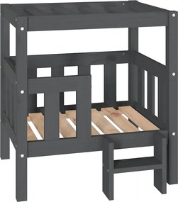 vidaXL Pat pentru câini, gri, 65,5x50,5x70 cm, lemn masiv de pin