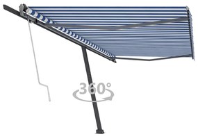 vidaXL Copertină autonomă retractabilă automat albastru&amp;alb 500x300 cm