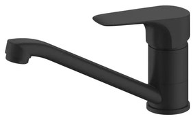 Baterie Bucatarie Sanobi Black, pipa medie, Negru, cartus ceramic D 35 mm