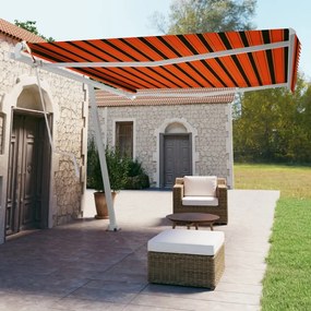 vidaXL Copertină autonomă retractabilă automat oranj&amp;maro 450x350 cm