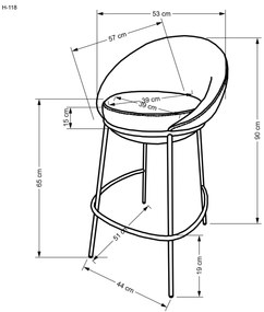 Scaun de bar tapitat H118 bej