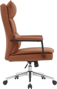 Scaun de birou, piele ecologică maro camel/crom, KAHIL