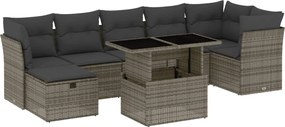 vidaXL Set canapele de grădină cu perne, 8 piese, gri, poliratan