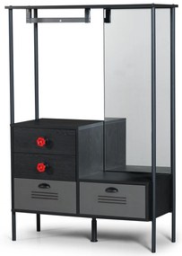 Dulap deschis cu 4 sertare si oglinda Valve 157 cm negru