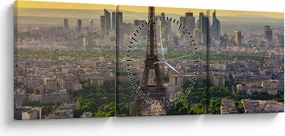 Tablou - Panorama Parisului (cu ceas) (90x30 cm)