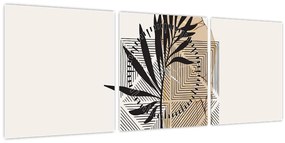 Tablou - Abstracție cu frunze tropicale N⁰1 (cu ceas) (90x30 cm)