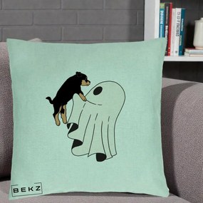 Perna Decorativa Caine Rottweiler Fantoma Halloween, 40x40 cm, Verde Menta, Husa Detasabila, Perna Inclusa, BEKZ®