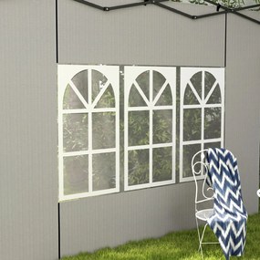 Outsunny Set 2 Pereți Laterali pentru Chioșcuri, Foi Foișor cu Ferestre din PE și Plastic, 3x3 m sau 3x6 m, Alb | Aosom Romania