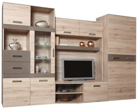 Ansamblu living, stejar san marino/latte extra lucios HG, ASSOR