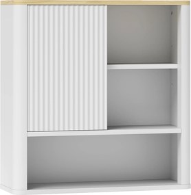 HOMCOM Dulap de baie de perete cu ușă culisantă 5 compartimente și polițe reglabile 60x20x62 cm Alb | Aosom Romania